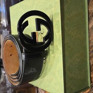 Gucci Interlocking G Belt, Size 90/36, Black Leather, 223891